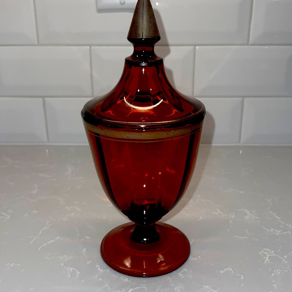 Amber Glass Decorative Jar